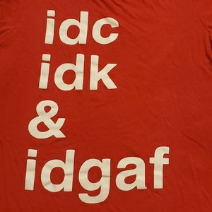 Text acronym red tshirt